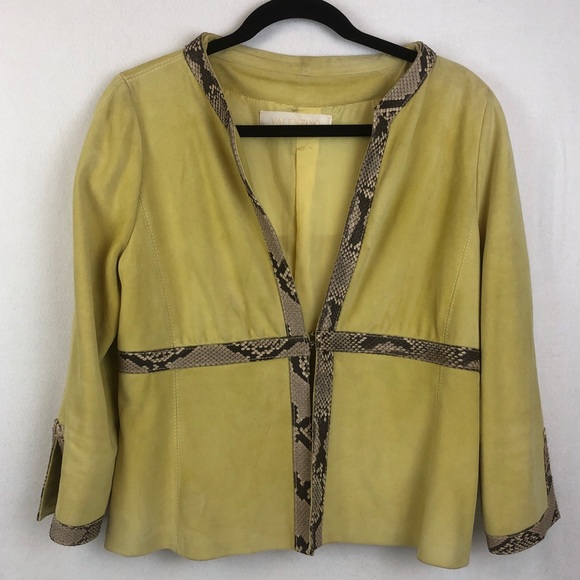 Valentino | Women’s Lime Green Python Skin Blazer - Picture 2 of 16
